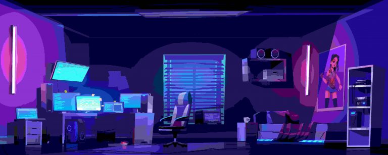 Close em quarto gamer decorado